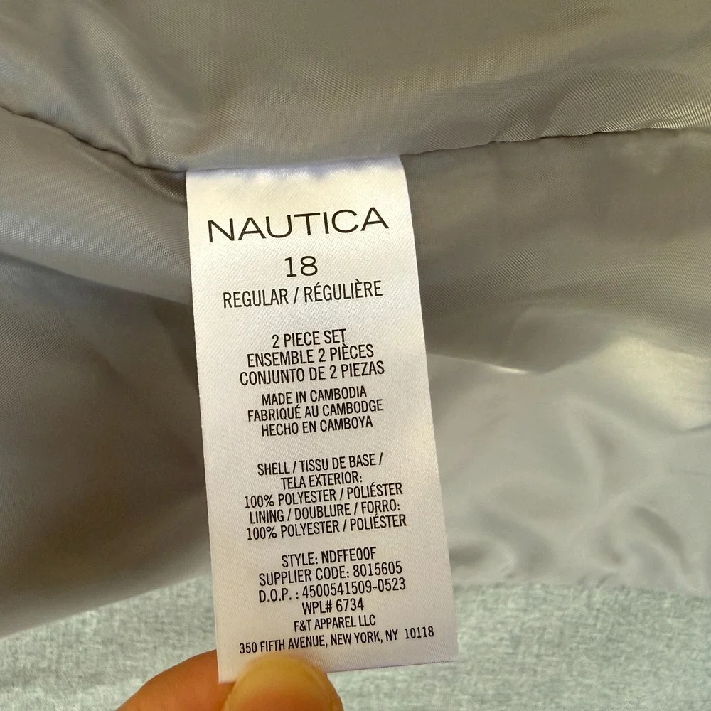 Nautica Boys Youth Blazer Jacket Gray Size 18R 2 Button Lightweight Lined NWOT